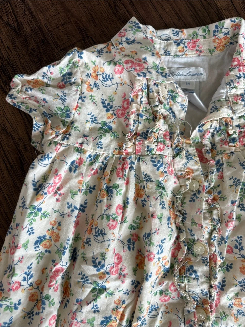 Ralph Lauren Cream Floral Ruffle Dress and Bloomers